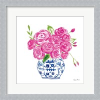 Framed Chinoiserie Roses on White II