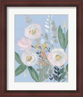 Framed 'Spring Bouquet on Blue I' border=