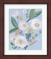 Framed 'Spring Bouquet on Blue II' border=