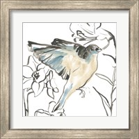 Framed 'Songbird Meadow I' border=