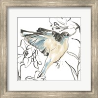 Framed 'Songbird Meadow I' border=