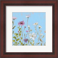 Framed 'Wild Flowers on Cerulean II' border=