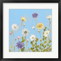 Wild Flowers on Cerulean III Framed Print