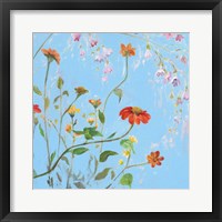 Wild Flowers on Cerulean IV Framed Print