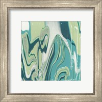 Framed 'Flowing Teal III' border=