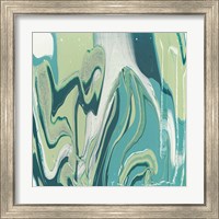 Framed 'Flowing Teal III' border=