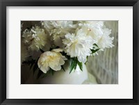 Framed White Peonies In Cream Pitcher 2