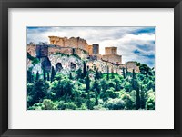 Framed Acropolis, Green Trees, Hill From Agora Temple Of Athena Nike Propylaea, Athens, Greece