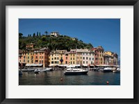 Framed Italy, Province Of Genoa, Portofino, Fishing Village On The Ligurian Sea, Pastel Buildings Overlooking Harbor