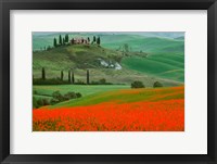 Framed Europe, Italy, Tuscany The Belvedere Villa Landmark And Farmland