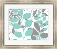 Framed 'Teal Foliage Floral III' border=