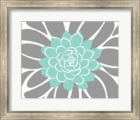 Framed 'Teal Foliage Floral IV' border=