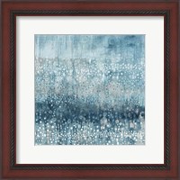 Framed 'Rain Abstract IV Blue Silver' border=