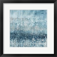 Rain Abstract IV Blue Silver Framed Print