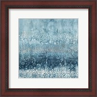 Framed 'Rain Abstract III Blue Silver' border=