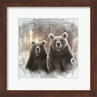 Framed 'Enchanted Winter Bears' border=