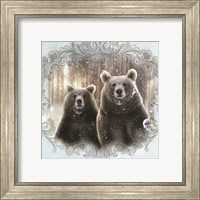 Framed 'Enchanted Winter Bears' border=