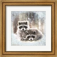 Framed 'Enchanted Winter Raccoons' border=