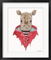 Framed Rhino in a Raincoat