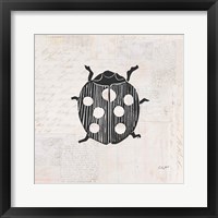 Ladybug Stamp BW Framed Print