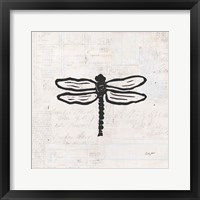 Dragonfly Stamp BW Framed Print
