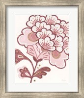 Framed 'Flora Chinoiserie V Pink' border=