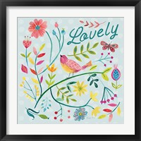 Framed 'Budding Beauty II Light Blue' border=