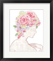 Framed 'She Dreams of Roses I Gold' border=