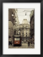 Framed Tram On A Street, Piazza Del Duomo, Milan, Italy