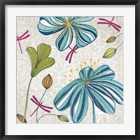 Framed 'Flowers & Dragonflies' border=