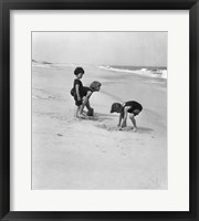 Framed 3 Kids Playing In The Sand On The New Jersey Shore