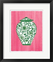 Chinoiserie III Green Watercolor Framed Print