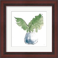 Framed 'Plant Big Leaf II Dark Green' border=