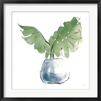 Framed 'Plant Big Leaf II Dark Green' border=