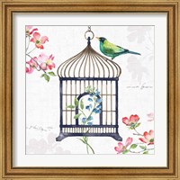 Framed 'Dogwood Garden VI Navy' border=