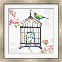 Framed 'Dogwood Garden VI Navy' border=