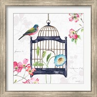 Framed 'Dogwood Garden V Navy' border=