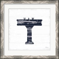 Framed 'Shiplap Bath II Navy' border=