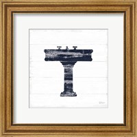 Framed 'Shiplap Bath II Navy' border=