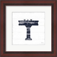 Framed 'Shiplap Bath II Navy' border=