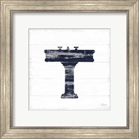 Framed 'Shiplap Bath II Navy' border=