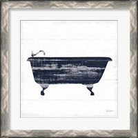 Framed 'Shiplap Bath I Navy' border=