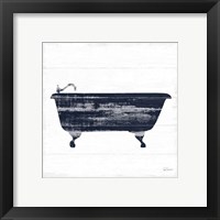 Framed 'Shiplap Bath I Navy' border=