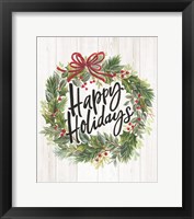 Framed Happy Holidays Wreath