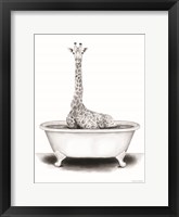 Giraffe in Tub Framed Print