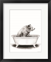 Bear in Tub Framed Print