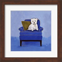 Framed 'Westie on Blue' border=