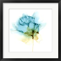 Framed 'Blooming Cyan I' border=