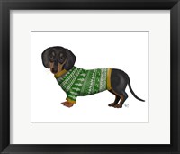 Framed Christmas Des - Dachshund and Christmas Sweater