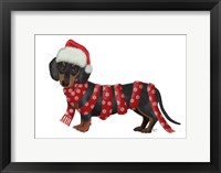 Framed Christmas Des - Dachshund Snowflake Scarf